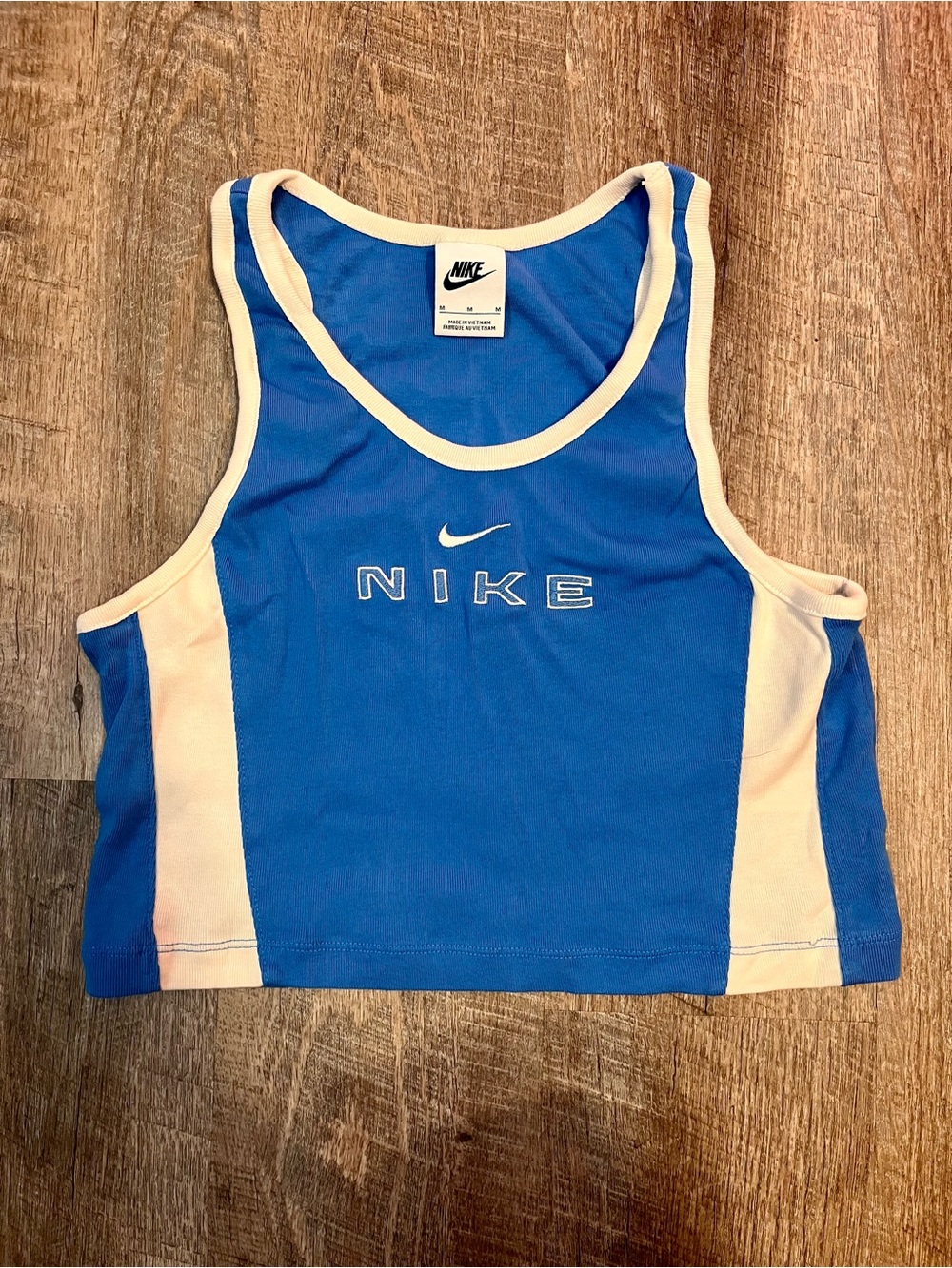 Nike Blue and Cream Crop Tank Top